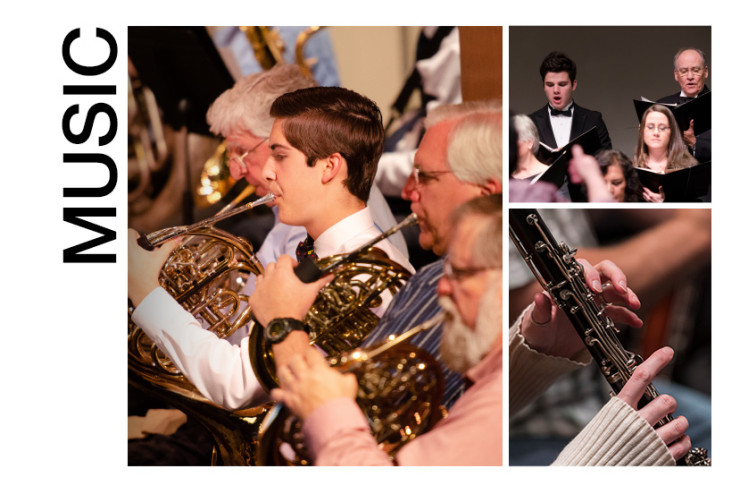 Music students playing instruments