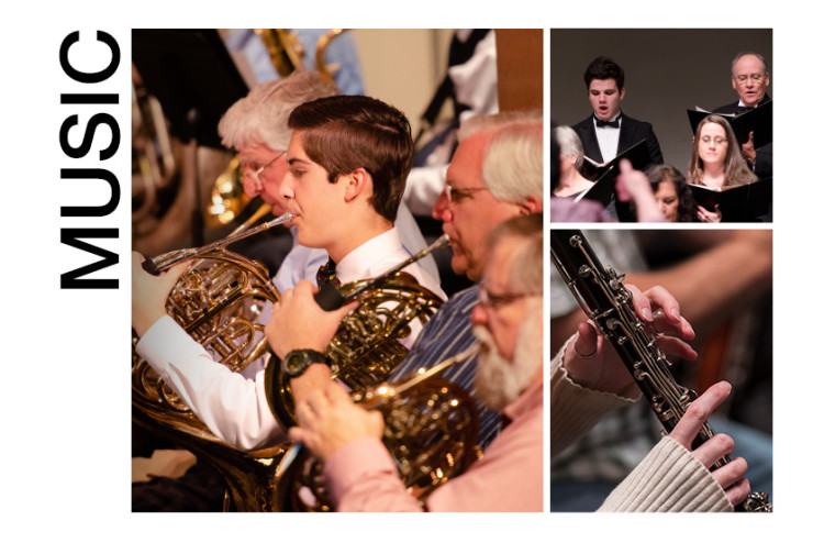 Music students playing instruments