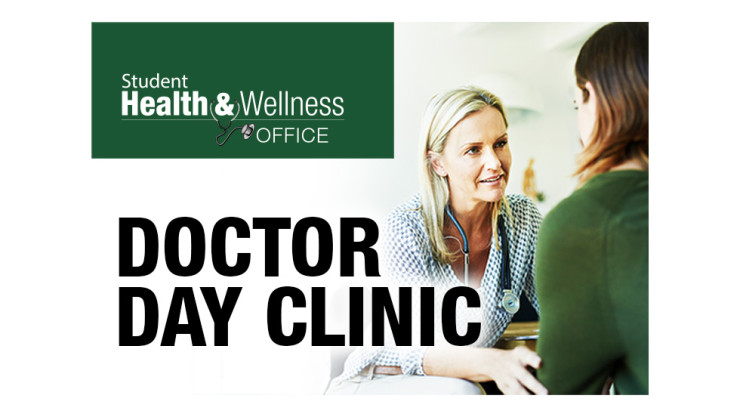 Doctor Day Clinic in text with a female doctor