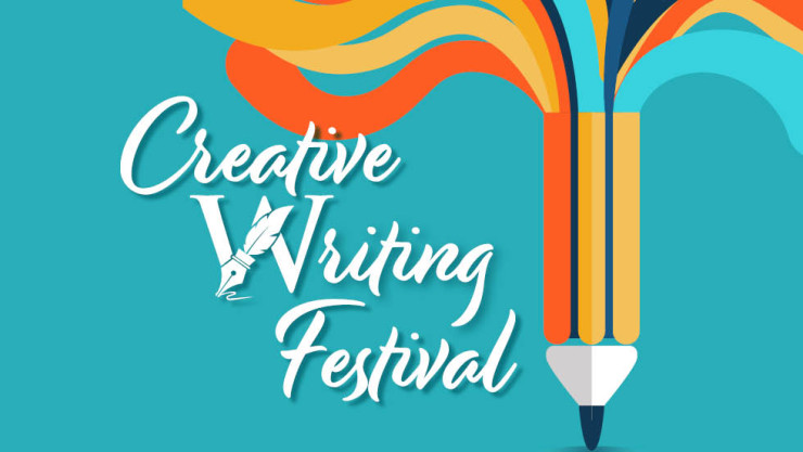 Creative Writing Festival text with a pencil