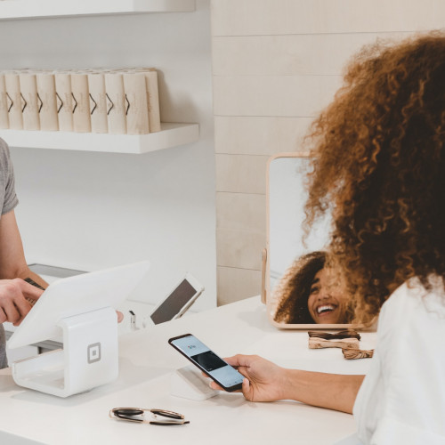 Woman at a front desk